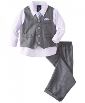 Boys' 4-Piece Vest Set with Dress Shirt - Tie - Vest - and Pants - Gray ...