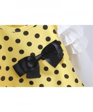 Girls Dresses Long Sleeve Polka Dot - Yellow - CM12F0CFCWZ
