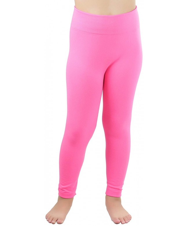 Girls' Seamless Fleece Lined Full Length Leggings - Hot Pink - CZ18D77XA05