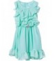 Dreamer Chiffon Ruffles Rhinestone Flowers