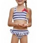 Aleumdr Stripes Swimsuit Swimwear Flounce