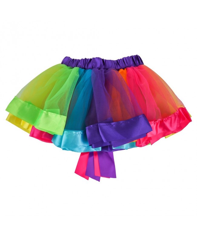 Girls Layered Rainbow Tutu Skirt Dancewear Tiered Ruffle Ballet Dance ...