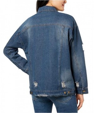 Juniors' Cotton Denim Ripped Trucker Jacket - Denim - CJ18KC8RQGN