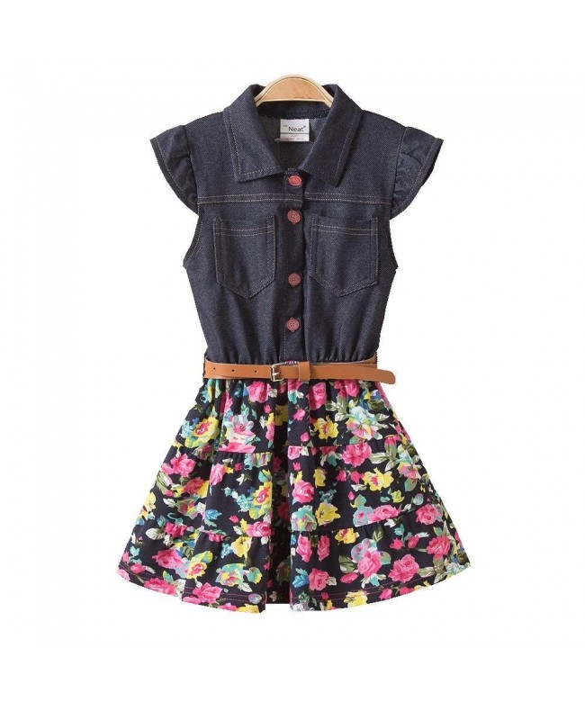 Girl Sleeveless Denim Dresses for Summer Baby Kids Cotton Flower Skirt ...