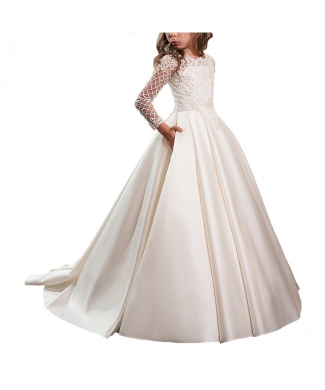 WDE Satin Communion Dresses Sleeves