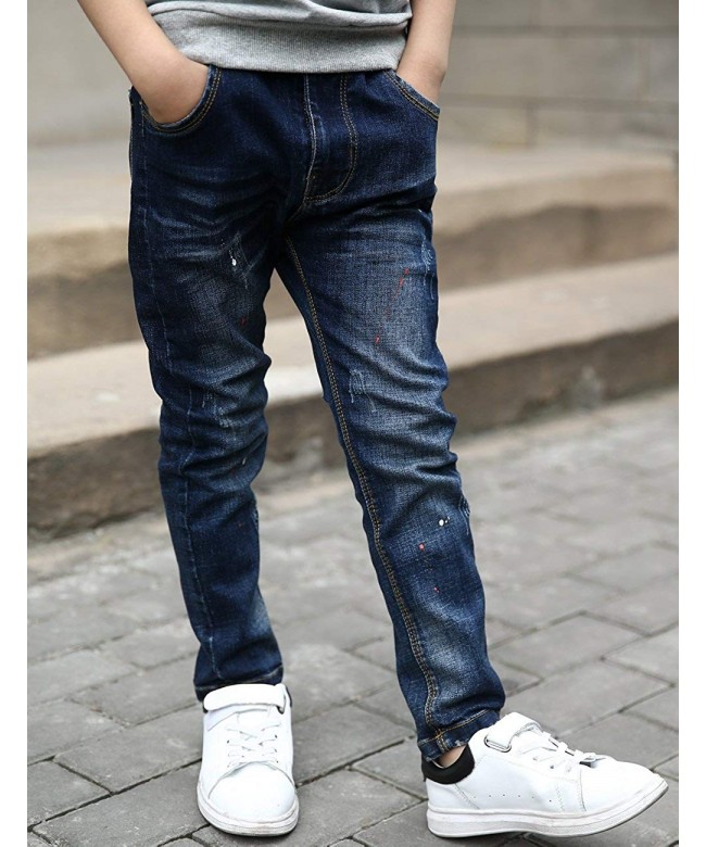Boys' Skinny Elastic Waist Denim Jeans Pull On Pants for Kids Age 4-16 ...