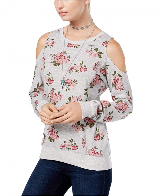 Ultra Flirt Floral Print Cold Shoulder Sweatshirt