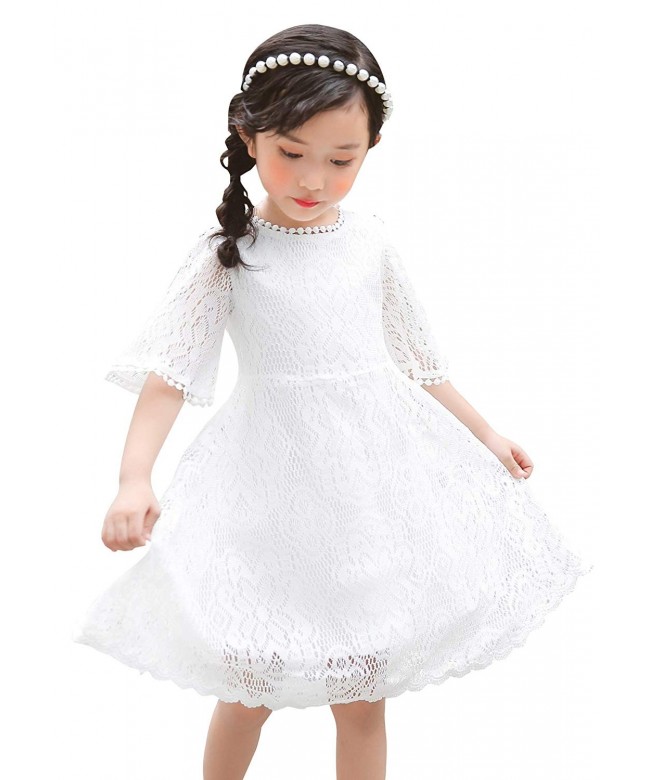 Flower Girl Lace Dress Baptism Wedding Pageant Gown First Communion ...