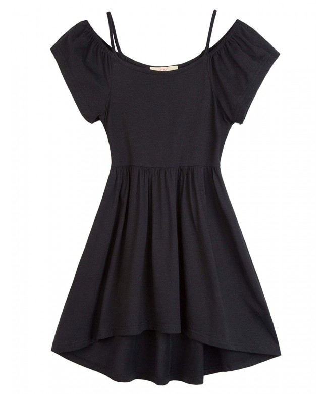 Little Girls Spaghetti Straps Cotton High-Low Dress - Cl656-black ...