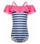 LEINASEN Ruffles Shoulder Stripe Bathing