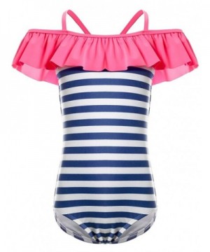 LEINASEN Ruffles Shoulder Stripe Bathing