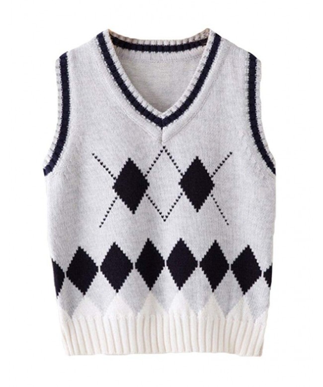 ezShe Rhombus Pullover Sleeveless Sweater