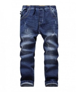 Boys Jeans Distressed Elastic Waist Denim Pants with Rip and Repair ...