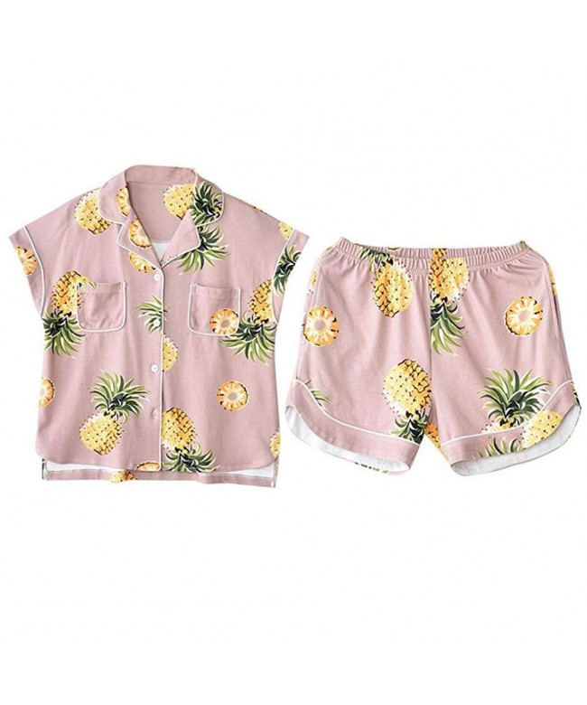 Womens Pineapple Sleeves Pajamas Sleepwear