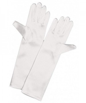 Long White Satin Girls Gloves