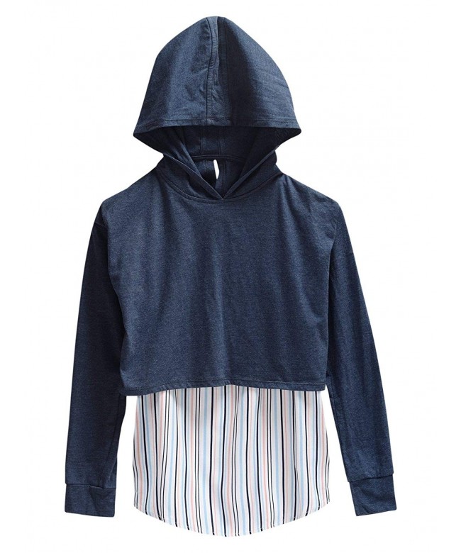 Maddie Girls Hoodie Striped Underlay