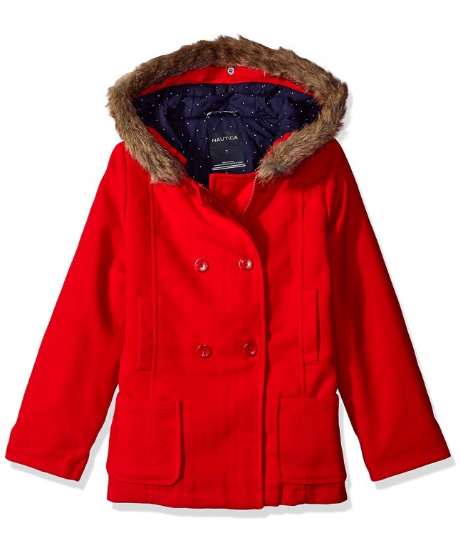 Nautica Girls Wool Feel Peacoat Faux