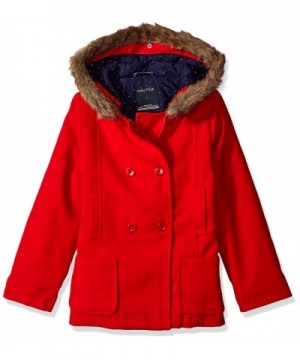 Nautica Girls Wool Feel Peacoat Faux