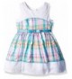 Youngland Girls Seersucker Eyelet Dress