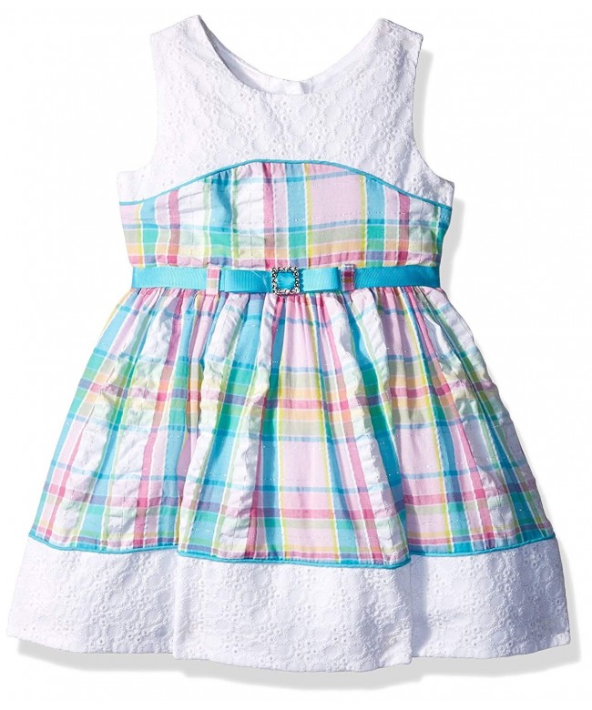 Youngland Girls Seersucker Eyelet Dress