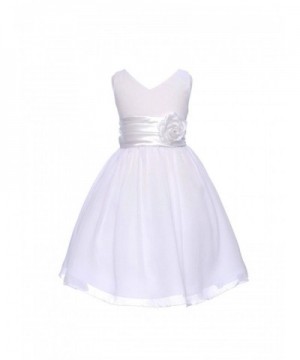 V Neckline Chiffon Flower Girl Dress