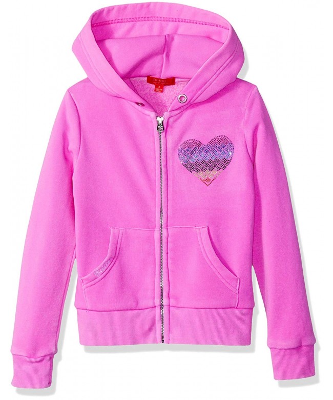 Girls' Burnout Fleece Zip Hoodie - Peace Paradise Pink - CX18NOCST9Y