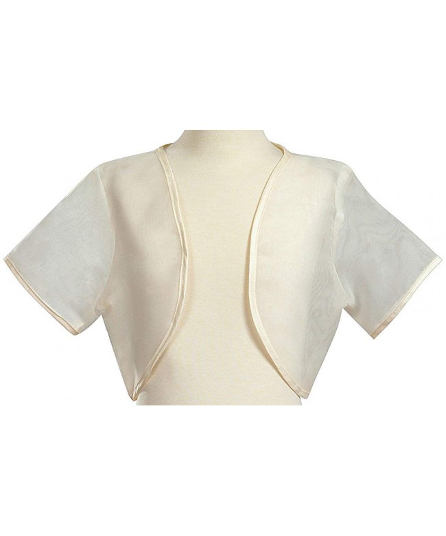 Girls Ivory Organza Bolero Jacket