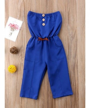 Chic Little Girls Royal Blue Strapless Tow Pocket Low Cut Jumpsuit ...