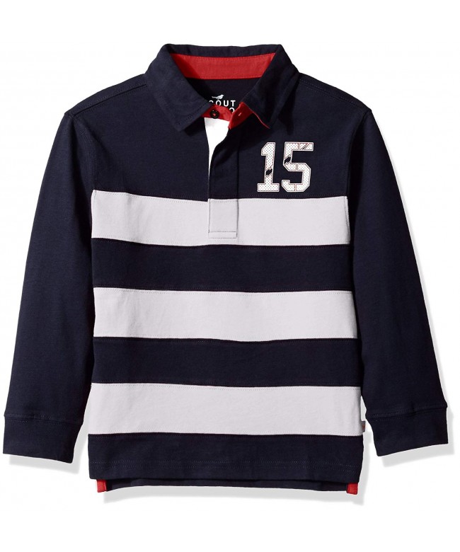 Boys' Long-Sleeve Stripe Rugby Shirt - Swim Navy/White - CT12DP9MWZP