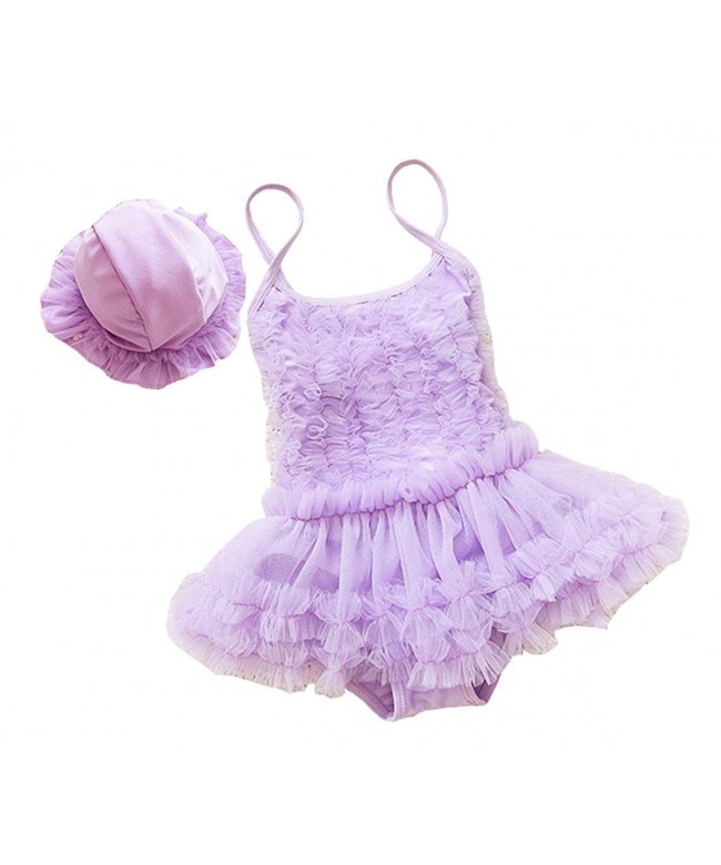 Little Girls Princess Lace Layer One-Pieces Swimsuit - Purple - C412DGKV8T9