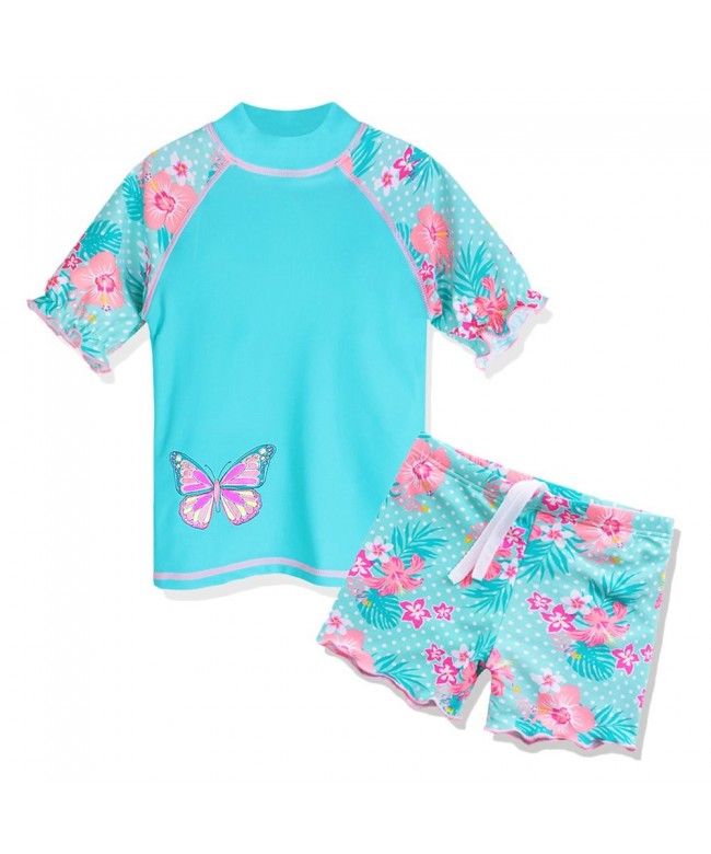 Little Girls Rash Guard 2-Piece Swimsuit Set - Long Sleeve Bikini with ...