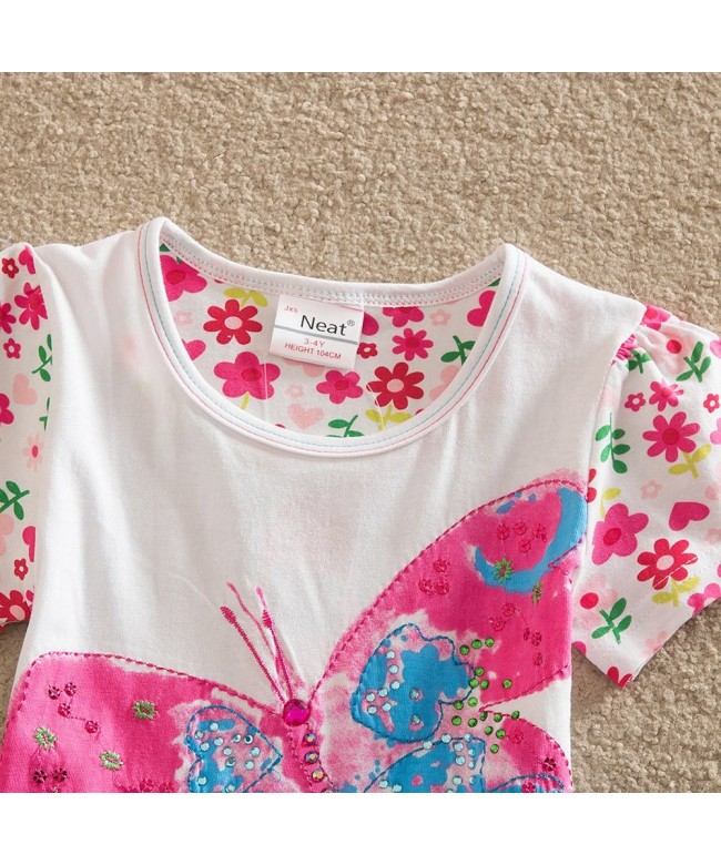 Girl Cotton Short-Sleeved Dress Butterfly Flower Summer Baby Kids ...