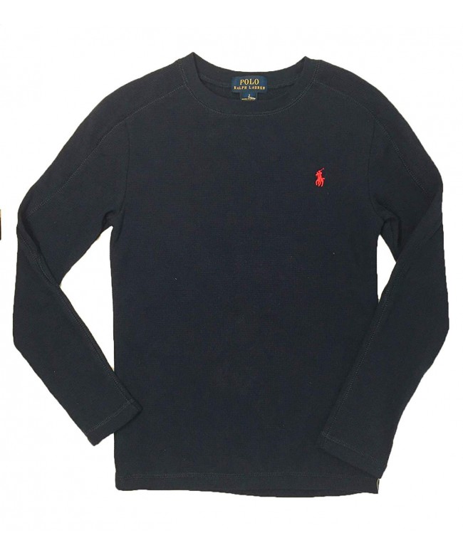 Navy Blue Thermal Long Sleeve Shirt Youth 7 - CD18K2O7ZKM