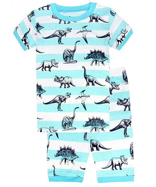 Boys Dinosaur 2 Piece Pajama Shorts Sleepwear Toddler Pjs 100% Cotton ...