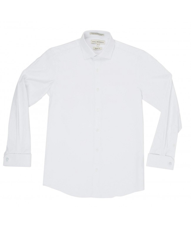 Boy's Slim Fit French Cuff Pique Design Dress Shirt (ALL SIZES) - White ...
