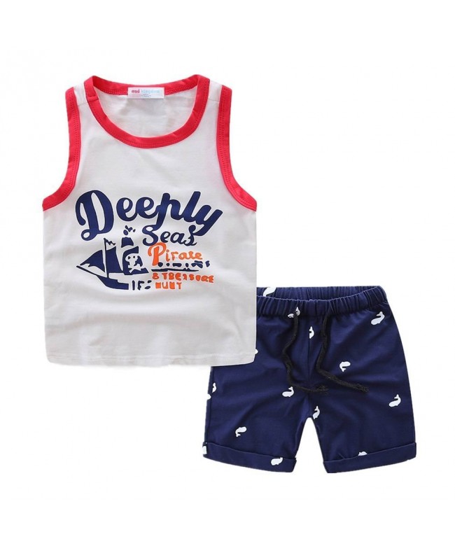 Little Boys' Short Set Summer Cartoon Letters - Color-d - CE12DATCDML