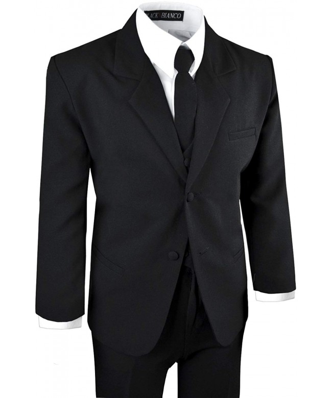 Boys' Formal Black Suit with Shirt and Vest - Black - CQ11C7VH42T