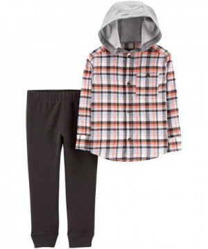 2 Piece Hooded Button Front Flannel Jogger