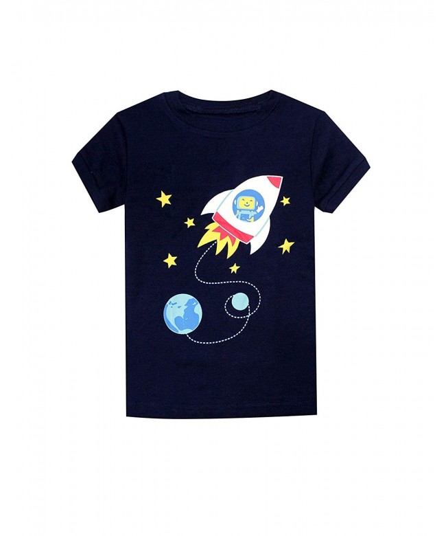 Boys Shorts Space Rocket 2 Piece Pajamas Set 100% Cotton (Size Toddler ...