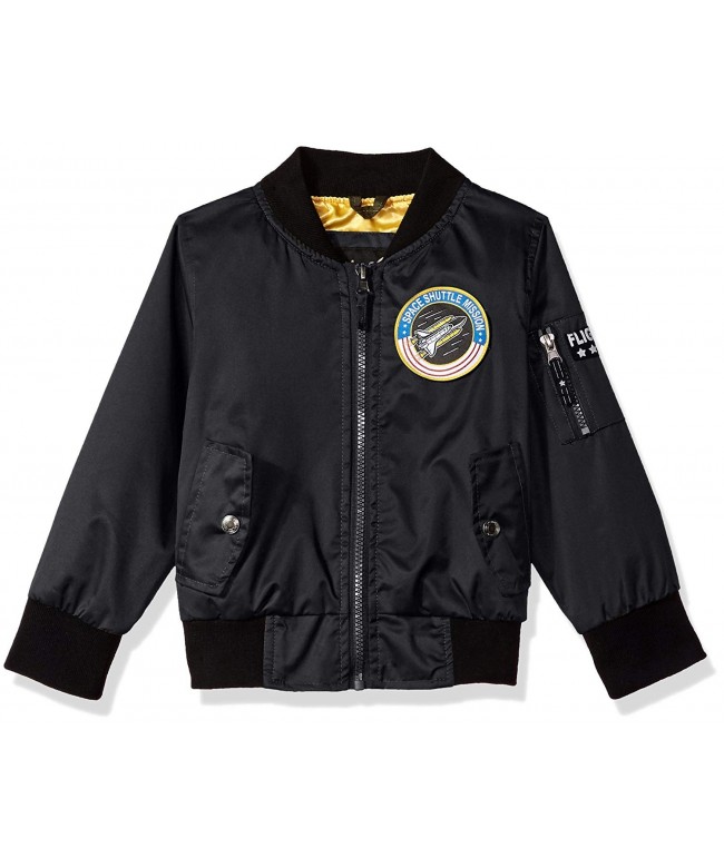 Boys' Poly Twill Flight Jacket W/Satin Lining - Black - CY184ZCM6OX