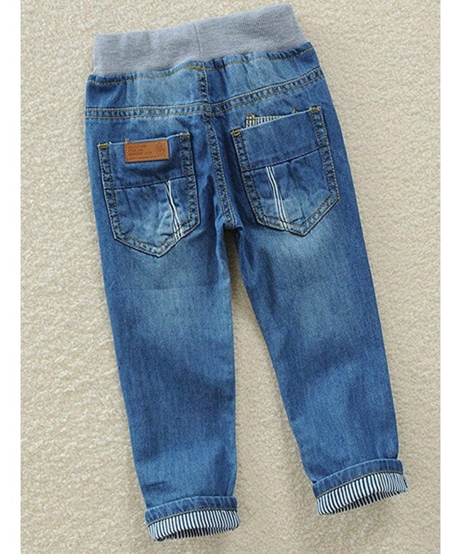 Boys Denim Jeans Elastic Waist Washed Husky Pants - Style 5 Blue ...