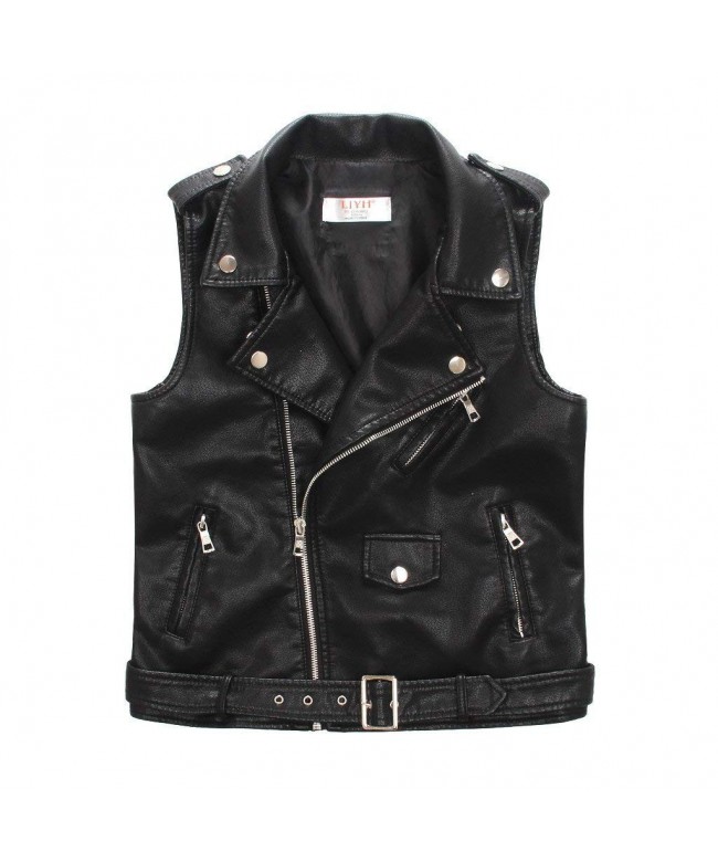 Faux Leather Motorcycle Dress Casual Boys Joker Vest (Black) - CT1873M8K6T