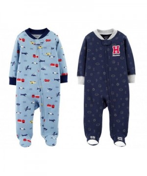 Set of 2 Baby Boys Cotton Footed Sleeper Sleep Play Pajamas - Blue ...