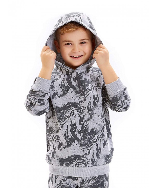 Boys' Long Sleeve Hooded Patterned Sweatshirt - Gray - C518L7YNW3K