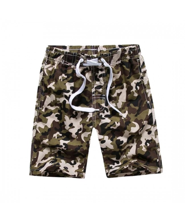 Boy's Youth Camo Swim Trunks Shorts Swimsuit - Green Camo - C518CGEEOMA