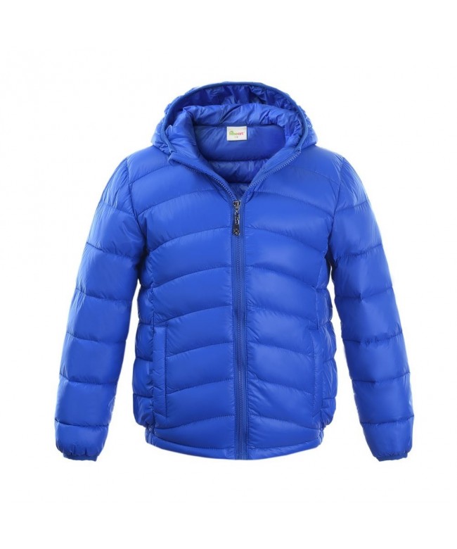 Boys & Girls Ultralight Hooded Duck Down Puffer Packable Jacket - Royal ...