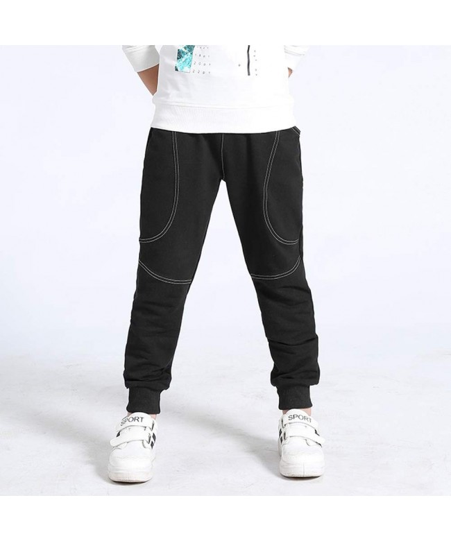 Big Boys Cotton Sport Pant Athletic Trousers for Kids Children - Black ...