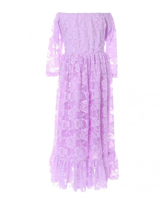 Dresses Toddlers Pageant Shoulder - Lavender - CI18E8GC5YZ