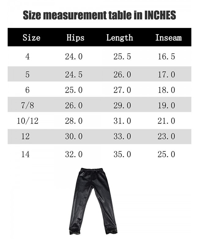 Girls Faux Leather Lace Stretch Full Length Leggings 4-12 Years - Black ...