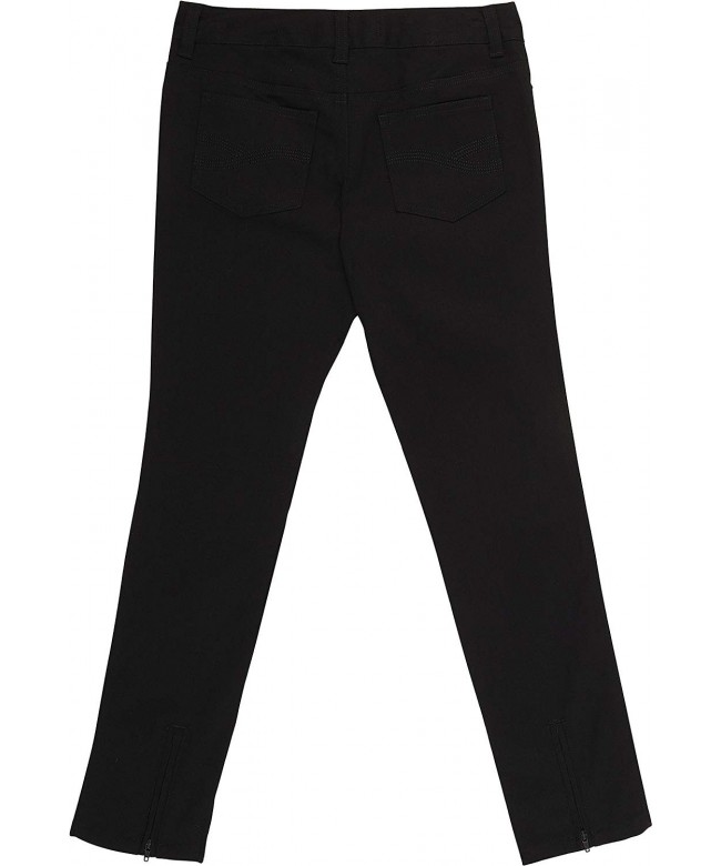 School Uniform Girls Skinny FIT 5-Pocket Pants - Black - CX12O5UM4F8